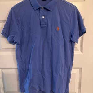 Ralph Lauren Men's Polo Shirt in Blue with Orange Logo